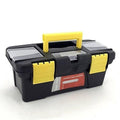 Compact Plastic Mini Tool Storage Box - Removable Tray with Top Organizers