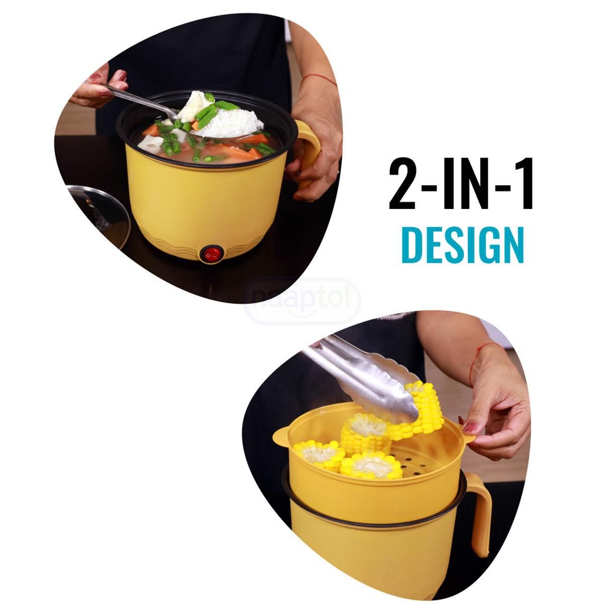 2-in-1 Electric Cooker with Steamer - 1.8L Multi-Cooker for Rice, Noodles & Soup