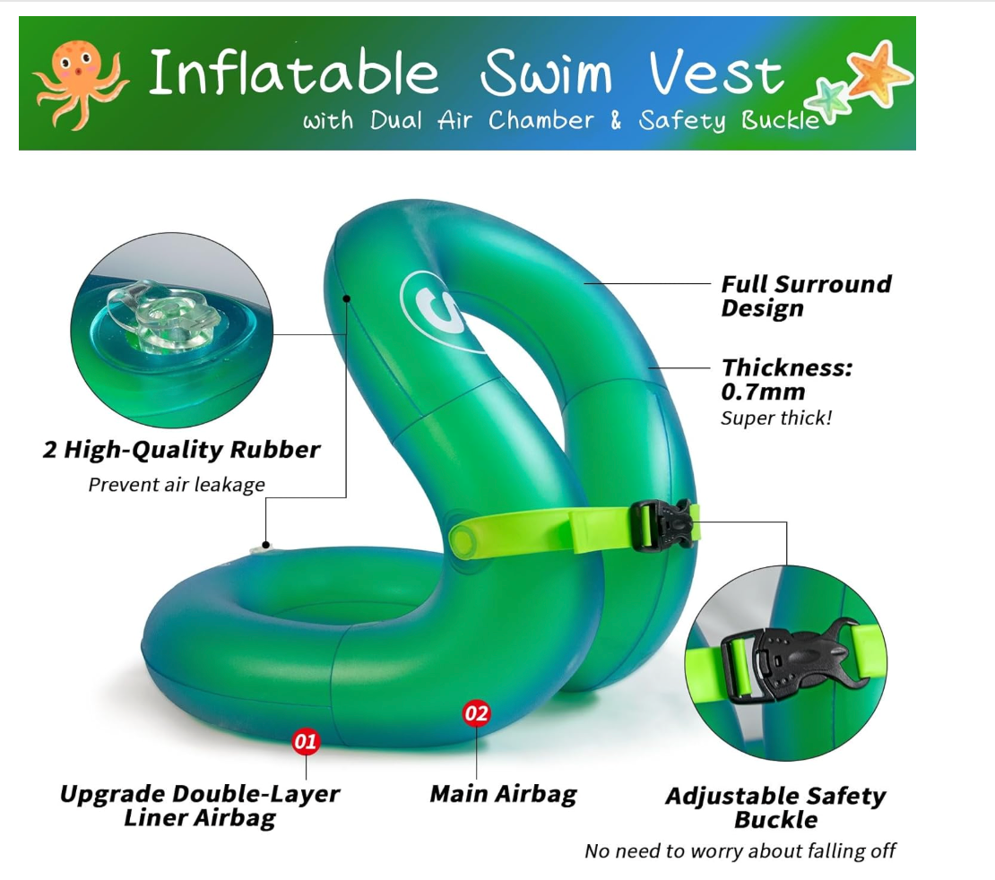 Inflatable Double-Balloon Swimming Vest
