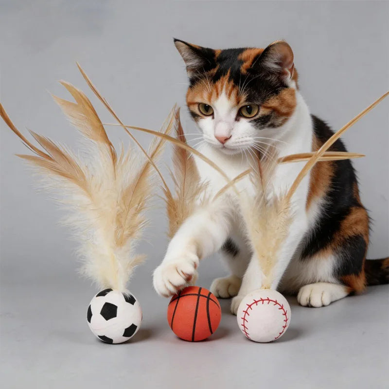 Feather Ball Cat Teaser Interactive Toy