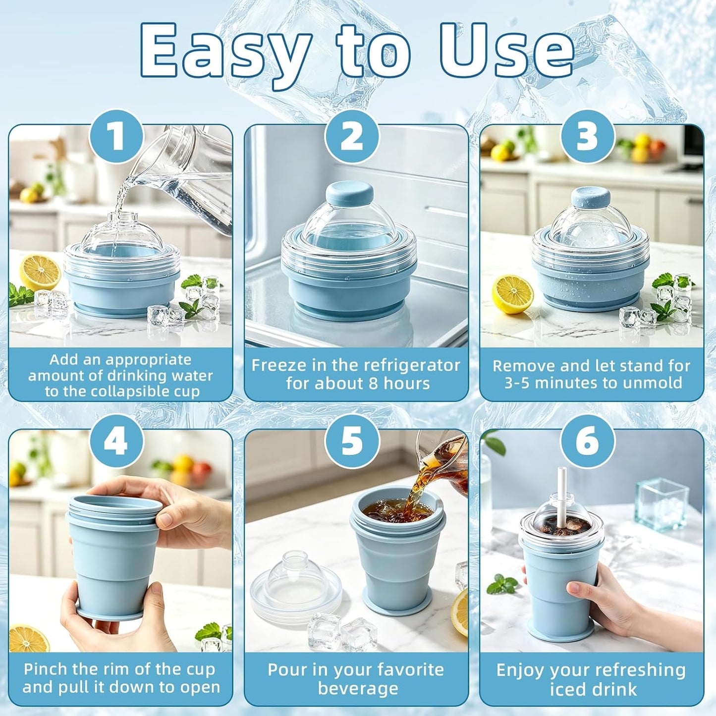 Collapsible Silicone Ice Ball Maker Cup