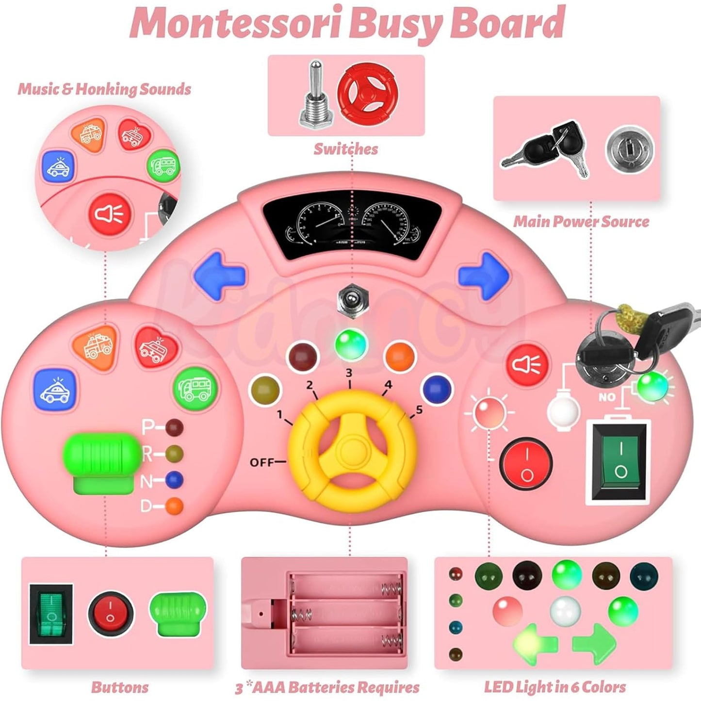 Busy Board Switch LED Light Game For Kids