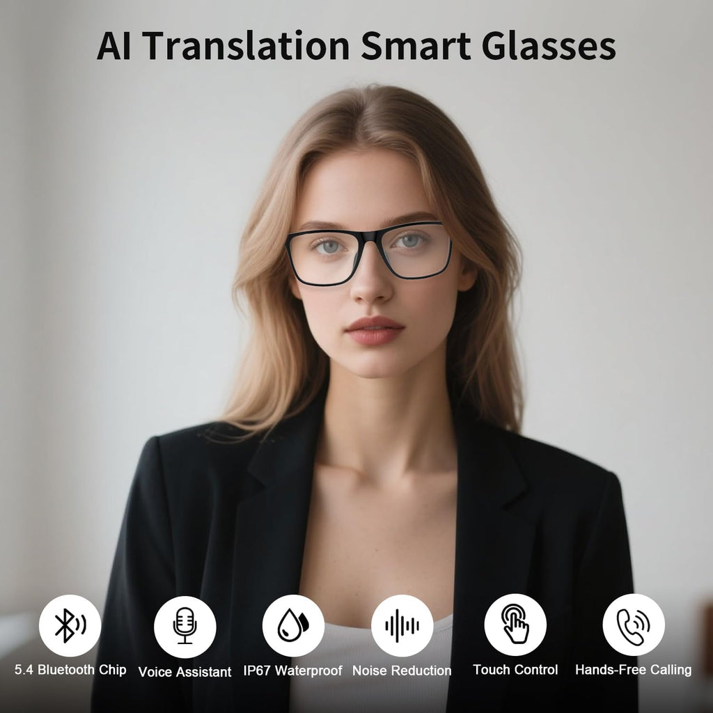 AI Smart Glasses – Real-Time Language Translation, Photochromic Lenses & Hands-Free Audio