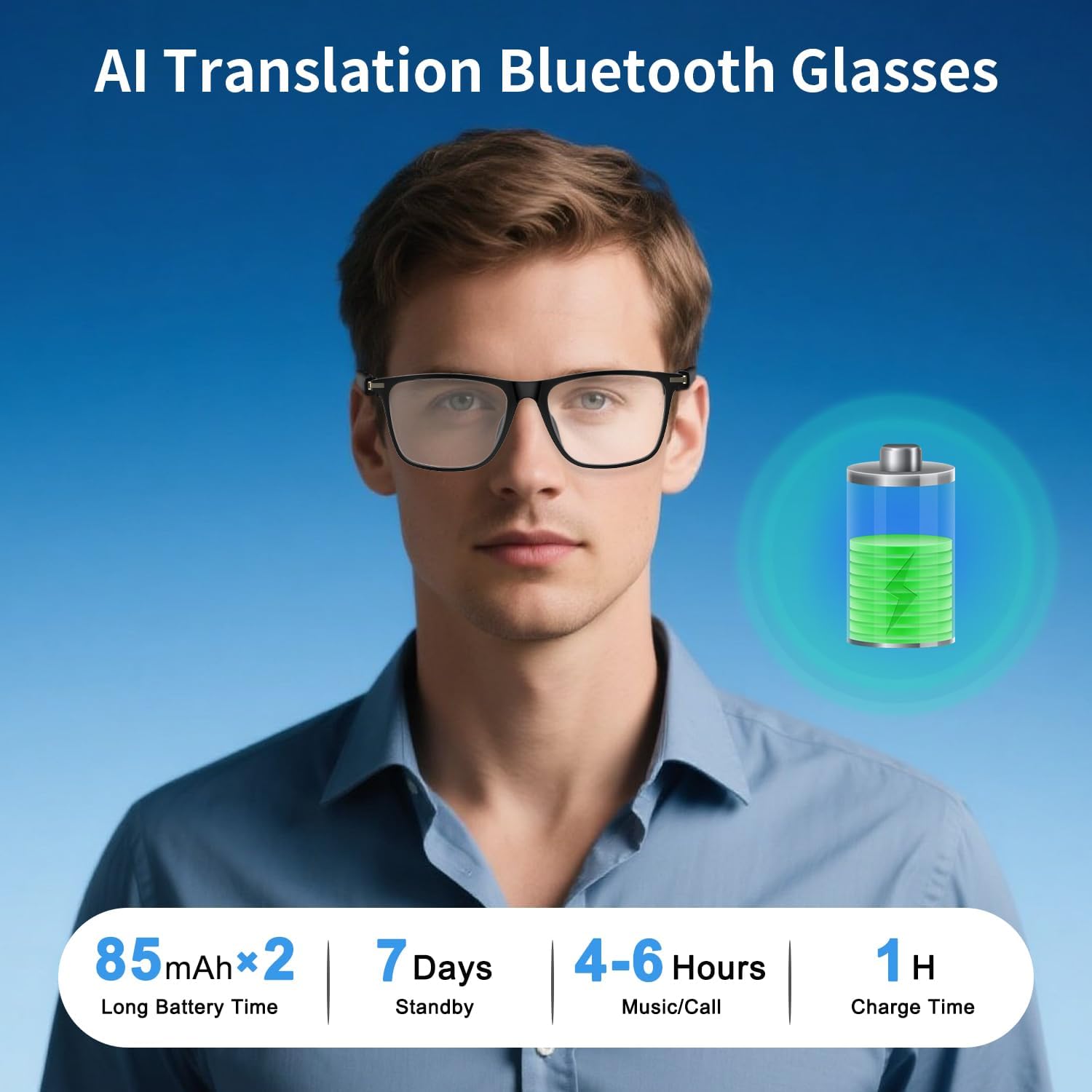 AI Smart Glasses – Real-Time Language Translation, Photochromic Lenses & Hands-Free Audio