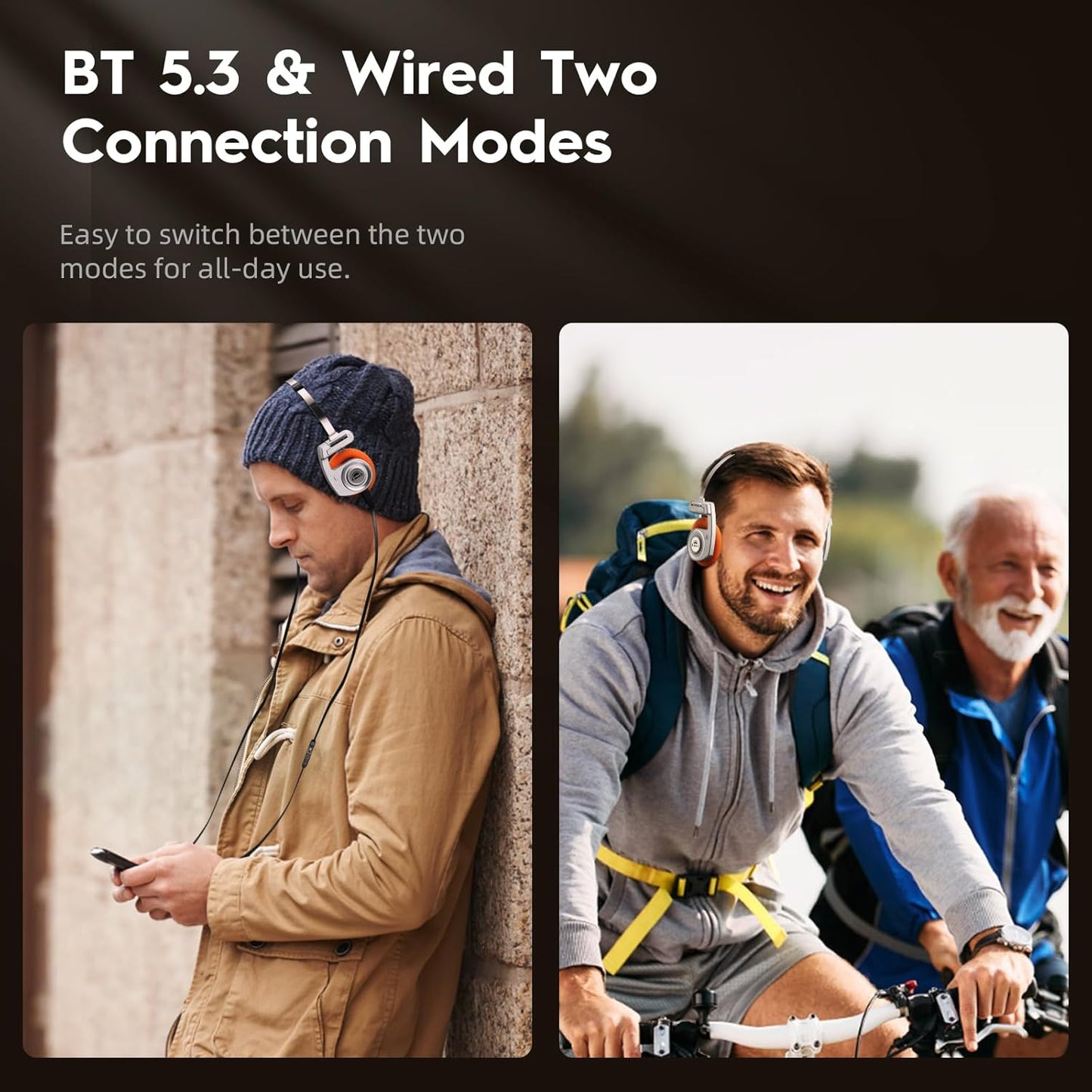 Retro Style BT Wireless Over-Ear Headsets