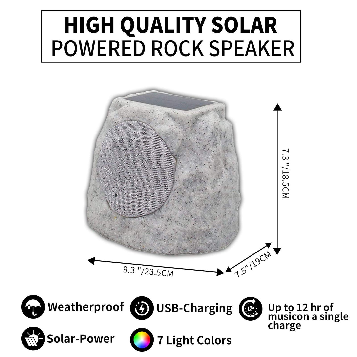 Wireless Solar Powered RGB Rock Speaker
