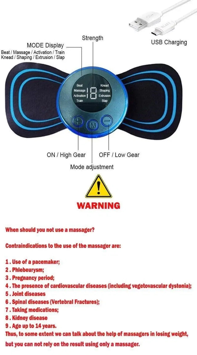 Mini Massager With 8 Modes And 19 Strength Levels,rechargeable Elec...