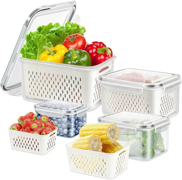 Refrigerator Storage Containers With Airtight Lid - Fridge Organize...