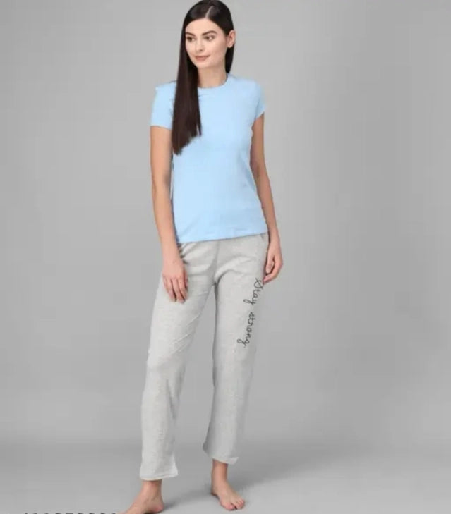 Cotton Blend Straight Fit Trouser For Women (grey, M)