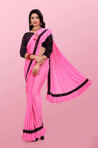 Lycra Blend Solid Saree For Women Sea Green, 6.3 M
