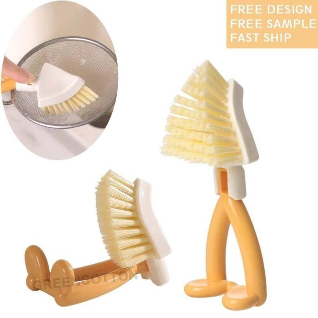 Foldable Triangular Gap Cleaning Brush With Soap Holder Pack Of 2