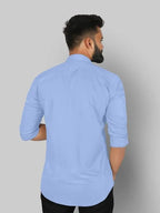 Men’s Sky Blue Slim Fit Formal Casual Shirt Full Sleeve Solid Shirt...