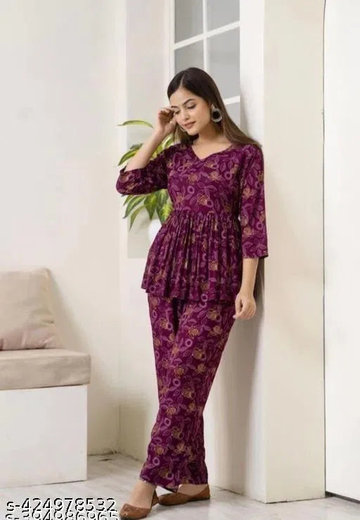 Womens Printed Co-ord Set, Co-ord Sets For Girls And Womenwomens Pr...