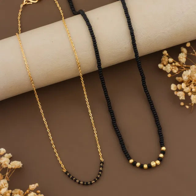 Gold Plated Long Moti Mala Mangalsutra With Short Mangalsutra 30 In...
