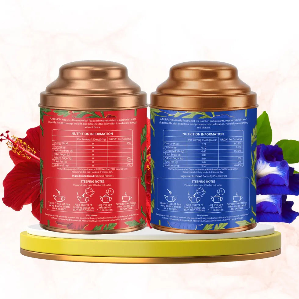 Aaurash Hibiscus Tea Blue Tea Combo Natural Flower Tea Supports Rel...