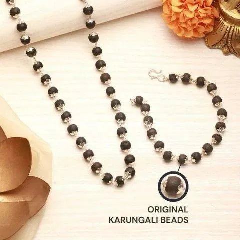 Silver Plated Karungali Mala Karungali Bracelet Combo