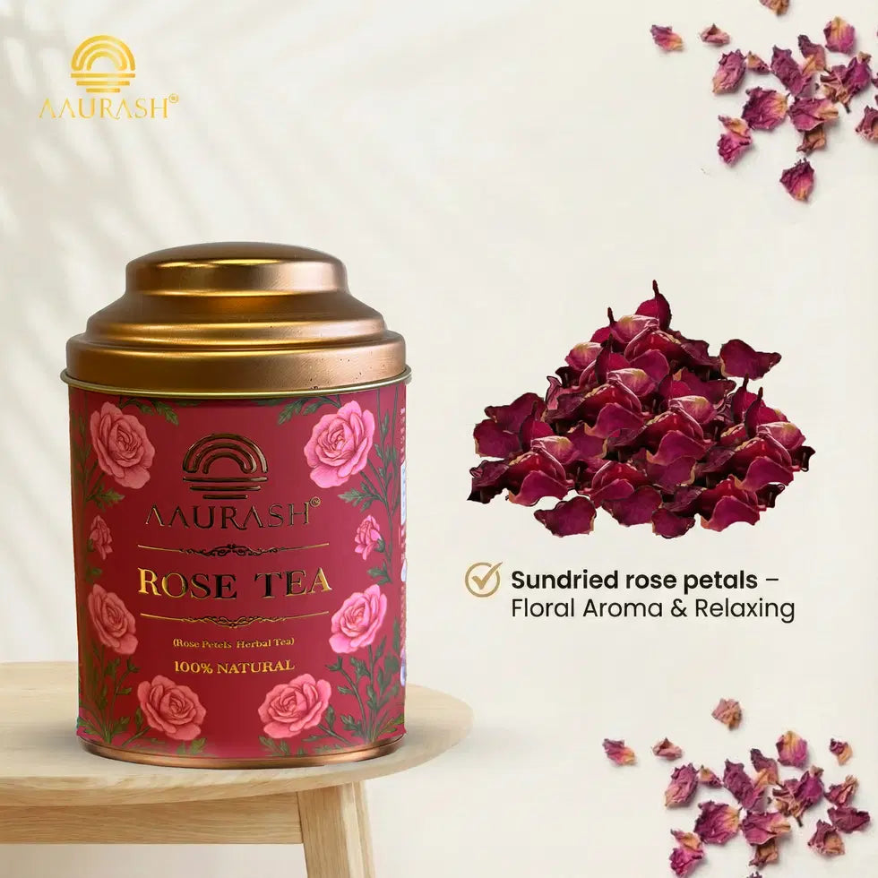 Aaurash Rose Tea Blue Tea Combo Natural Flower Tea Supports Relaxat...