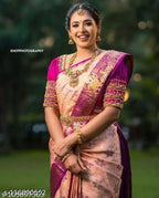 Jacquard Saree For Women Pink, 6.3m