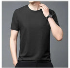 Polyester Stretchable Solid Half Sleeves Mens Round Neck T-shirt Pa...