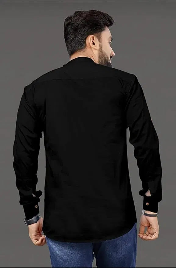 Men's Slim Fit Full Sleeve Cotton Short Kurta Pack Of 3