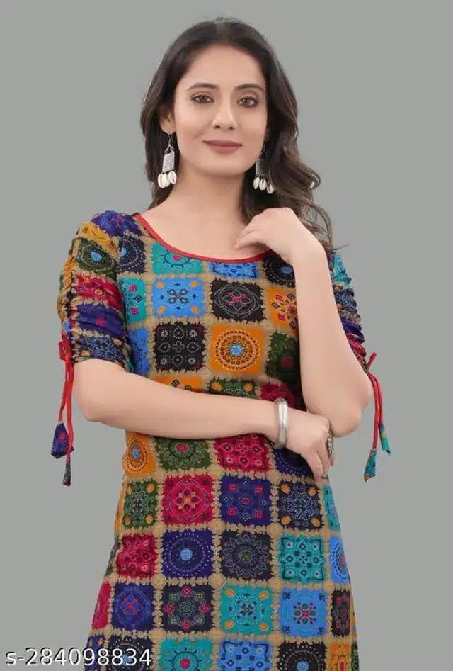 Rayon Printed Kurti For Women Multicolor, S