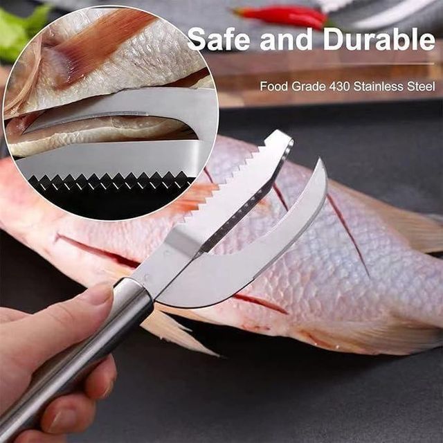 3-in-1 Stainless Steel Fish Scaler, Remover Knife - Kitchen Fish Tool