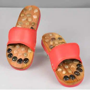 Acupressure Natural Stone Slippers - Foot Pain Relief Red