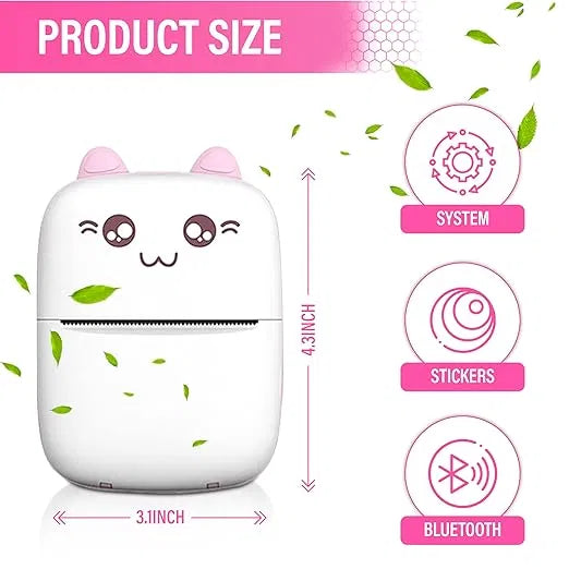 Bluetooth Mini Printer For Students Inkless Wireless Thermal Printe...