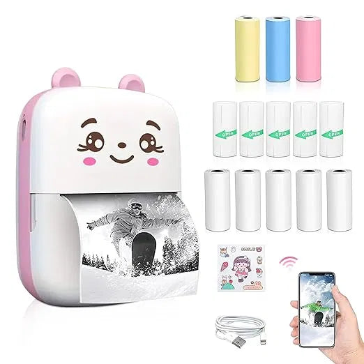 Bluetooth Mini Printer For Students Inkless Wireless Thermal Printe...