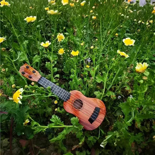 Mini Wooden Finish Plastic Guitar Music Instrument With 4 Strings C...