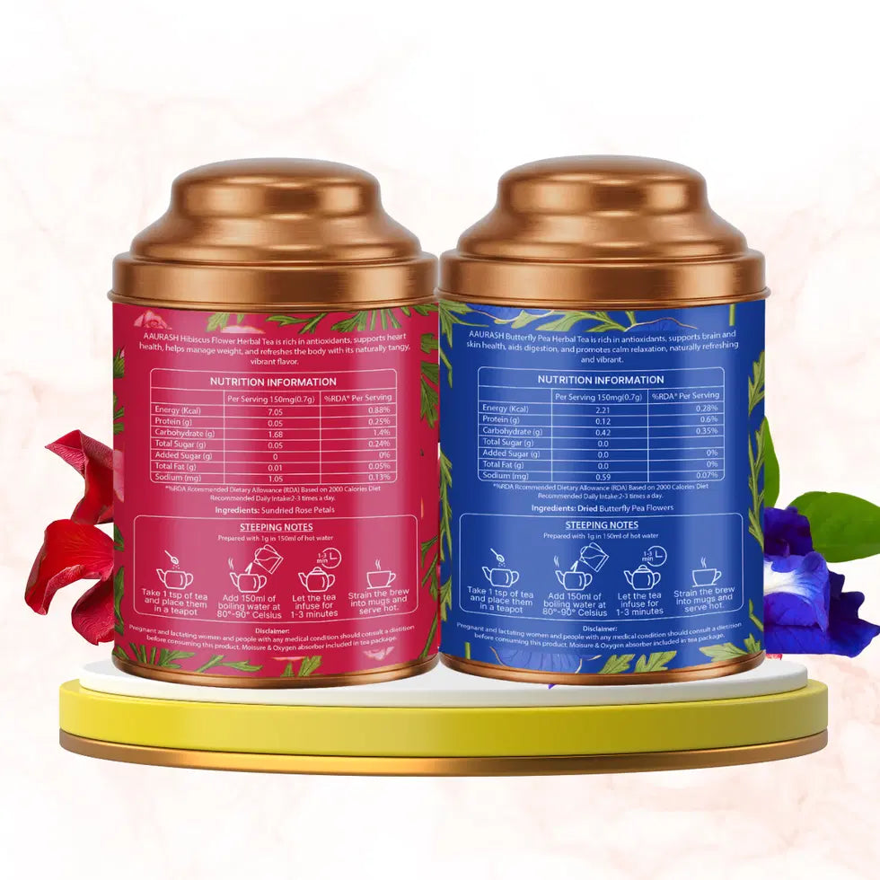 Aaurash Rose Tea Blue Tea Combo Natural Flower Tea Supports Relaxat...