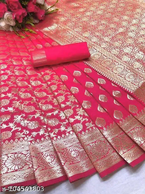 Banarasi Silk Saree With Blouse For Women Yellow, 6.3m