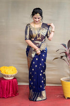 Banarasi Silk Woven Design Saree For Women Purple, 6.3 M