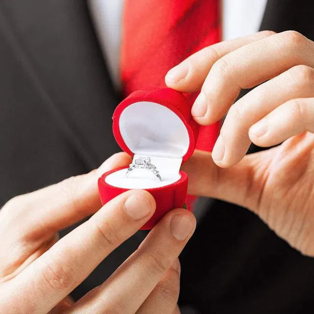 Valentine Special Adjustable Proposal Ring With Velvet Red Rose All...
