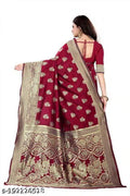Banarasi Silk Saree With Blouse For Women Red, 6.3m