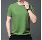 Polyester Stretchable Solid Half Sleeves Mens Round Neck T-shirt Pa...