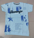 Cotton Blend Round Neck Printed T-shirt For Boys Sky Blue, 2-3 Years