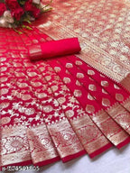 Banarasi Silk Saree With Blouse For Women Yellow, 6.3m
