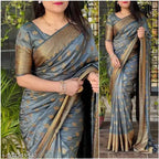 Banarasi Silk Saree With Blouse For Women Dark Purple, 6.3m