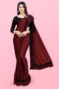 Lycra Blend Solid Saree For Women Sea Green, 6.3 M