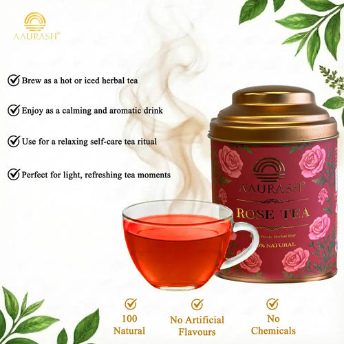 Aaurash Rose Tea Natural Antioxidants Caffeine Free Loose Rose Peta...