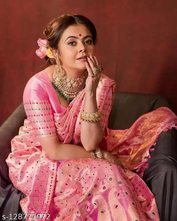 Jacquard Saree For Women (pink, 6.3m)