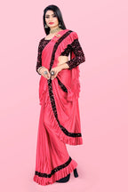 Lycra Blend Solid Saree For Women Sea Green, 6.3 M