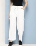 Cotton Blend Straight Fit Trouser For Women White, S