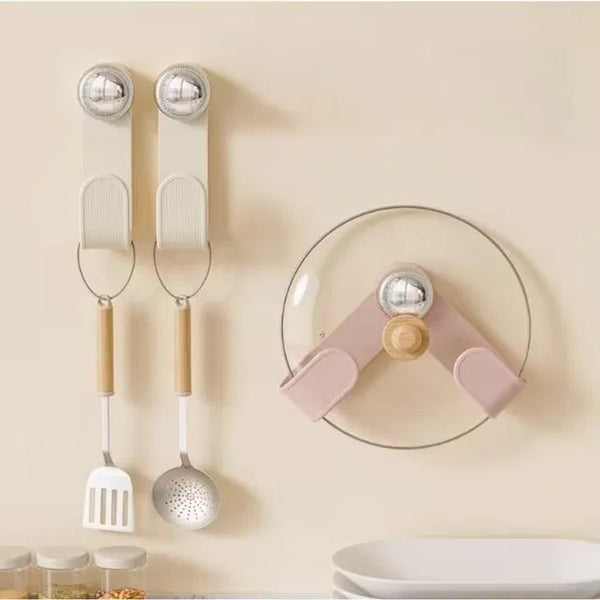 Pot Lid Holder With Suction Cup - Wall-mounted Kitchen Organizer