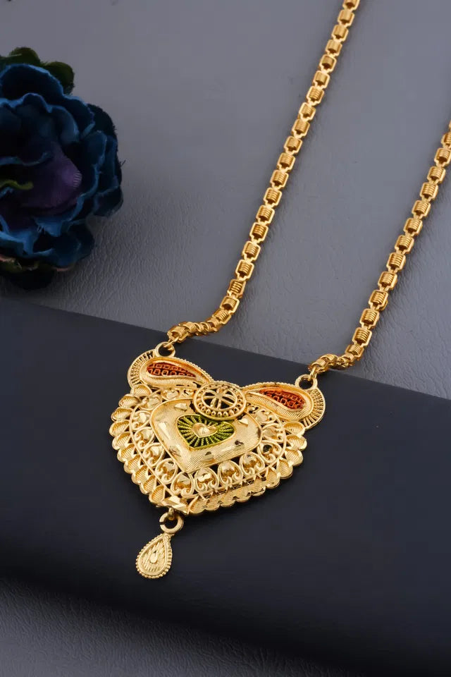 Traditional Gold Plated Ki Mala Design With Chen Ladi Long Mangalsutra