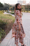 Cotton Printed Kurti With Pant For Women (multicolor, S)