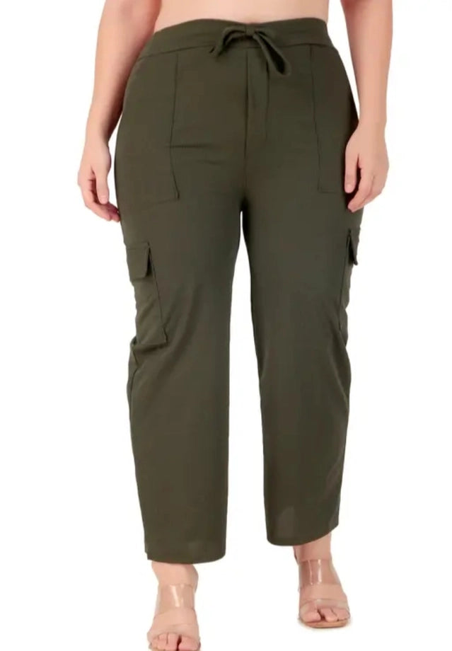 Cotton Blend Straight Fit Trouser For Women Olive, S