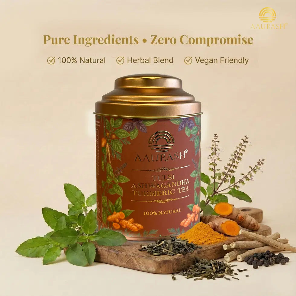 Aaurash Tulsi Ashwagandha Turmeric Tea For Immunity Naturally Caffe...