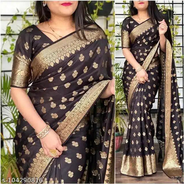 Jacquard Saree For Women Brown, 6.3m